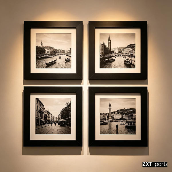 5x5 Wooden Picture Frames with 4x4 Opening Mat. Black Square Solid Wood | Includes 4x4 Mat.Black Finish.Fit 4x4 and 5x5 Pictures.Tabletop & Wall