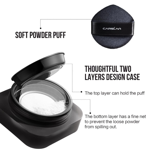 Soft Focus Loose Setting Powder, Waterproof, Matte, Oil Control, Shine Free, Talc-Free Face Powder Makeup, 24H Longwear Finishing Powder, N01