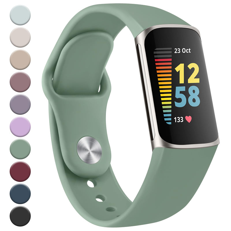 Meliya Compatible with Fitbit Charge 5 Bands Men Women, Sport Band Soft Silicone Waterproof Wristbands Replacement Strap for Fitbit Charge 5