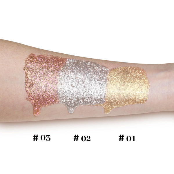 UCANBE 3 Pcs Body Glitter Highlighter Shimmer Drops, Dewy Glow Set Multi-Color Set