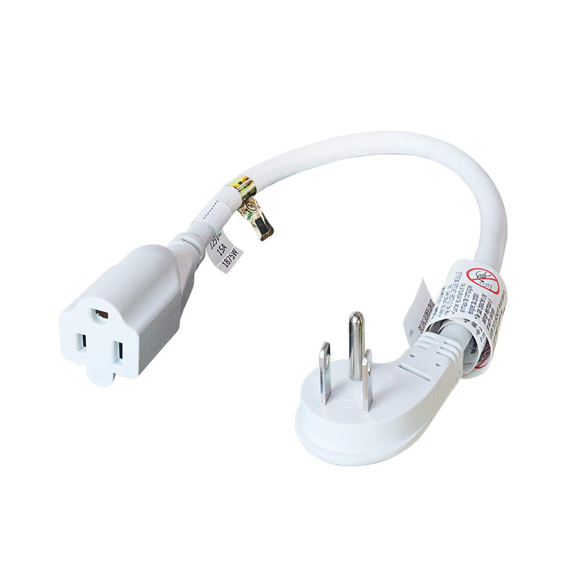 FIRMERST 1875W Low Profile Flat Plug 1Ft Extension Cord 14AWG 15A White 1 White