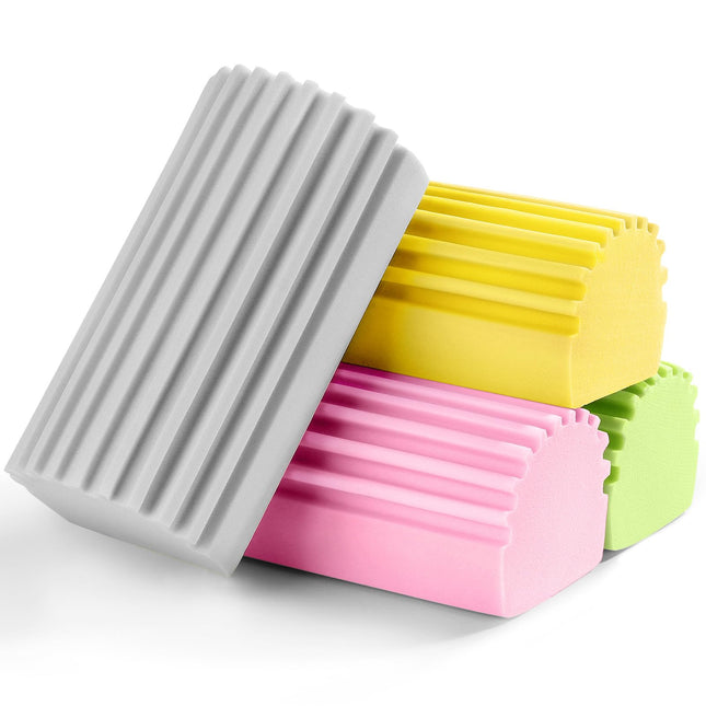 4-Pack Damp Clean Duster Sponge,Reusable Magic Dusting Sponge Brush for Cleaning Blinds, Glass, Baseboards,Vents,Railing