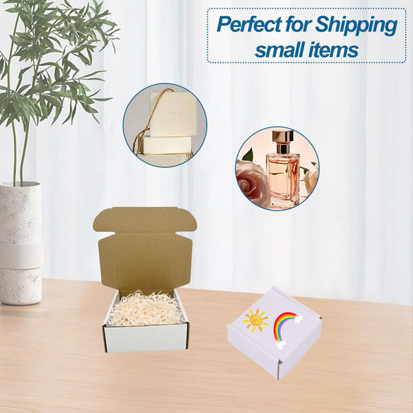 ROTCH 50 Pack 5X5X2'' Small Shipping Boxes, Cardboard Corrugated Mailers, White (M552-E-W)