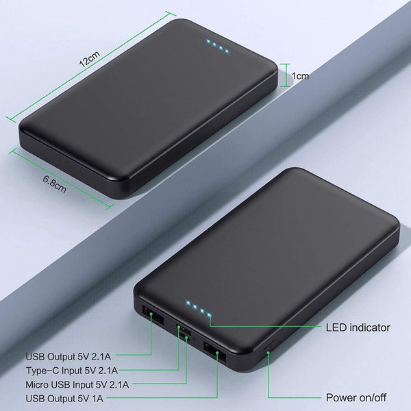 [2 Pack]Portable Charger Power Bank 10000mAh,Slimmer USB C in&Out Fast Charging Portable Phone Charger,Travel Essentials Backup External Battery
