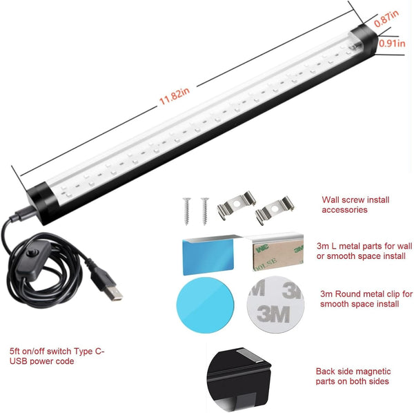 Black Light Bar 10W 1ft LED Blacklight for Fluorescent Tapestry Poster Body Paint Glow Party UV Strip Lights for Cabinet and Display Magnetic