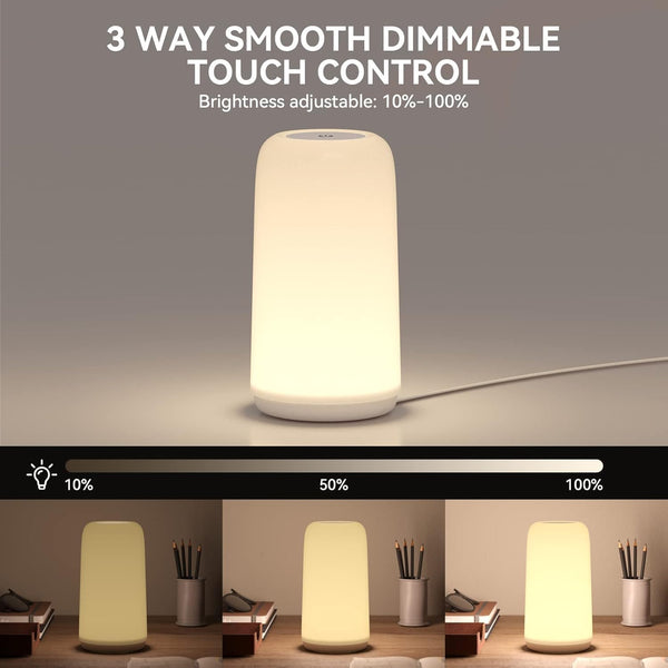 Touch Bedside Table LED Lamp, [Sleek Design & RGB Mode] Multi-Color Dimmable with Warm White Lights, Birthday Gifts for Women Mom, Smart