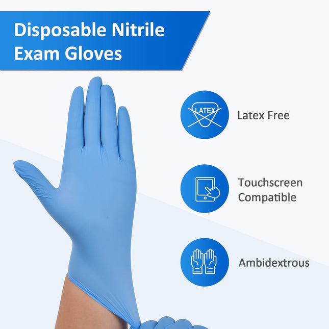 Schneider Nitrile Exam Gloves, Blue, 4 Mil, Powder-Free, Latex-Free, for Medical