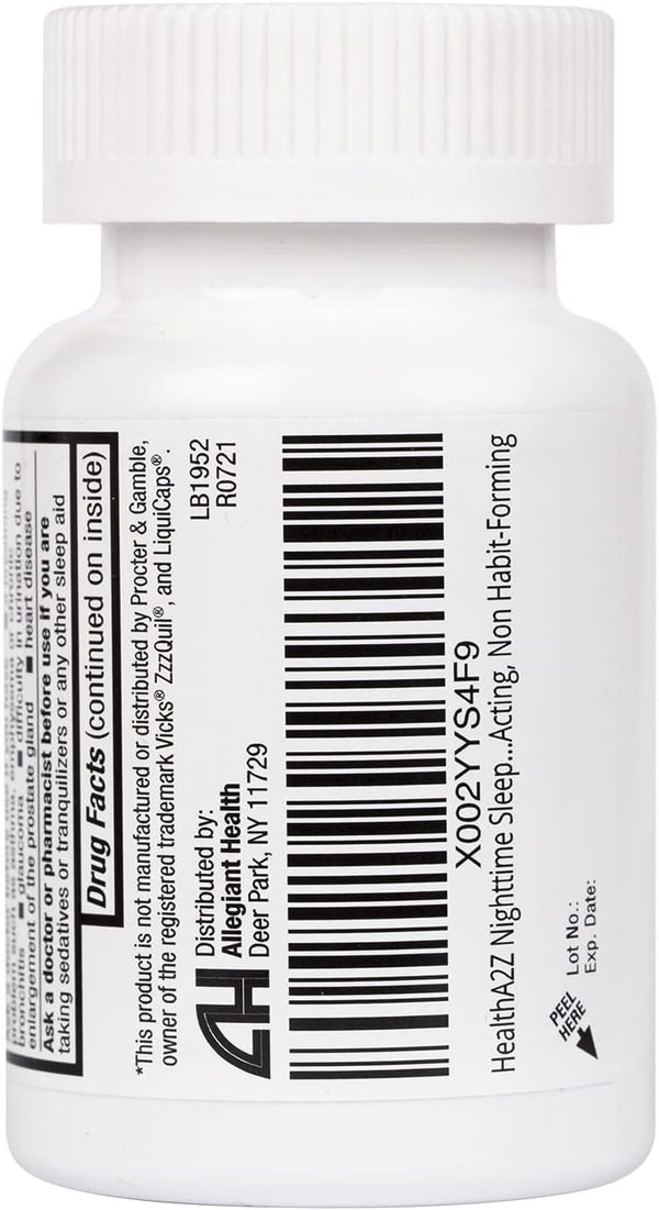 HealthA2Z Sleep Aid, Diphenhydramine HCl 25mg Softgels, Supports Deeper, Restful Sleeping, Non Habit-Forming (96 Softgels) 96 Count (Pack of 1)
