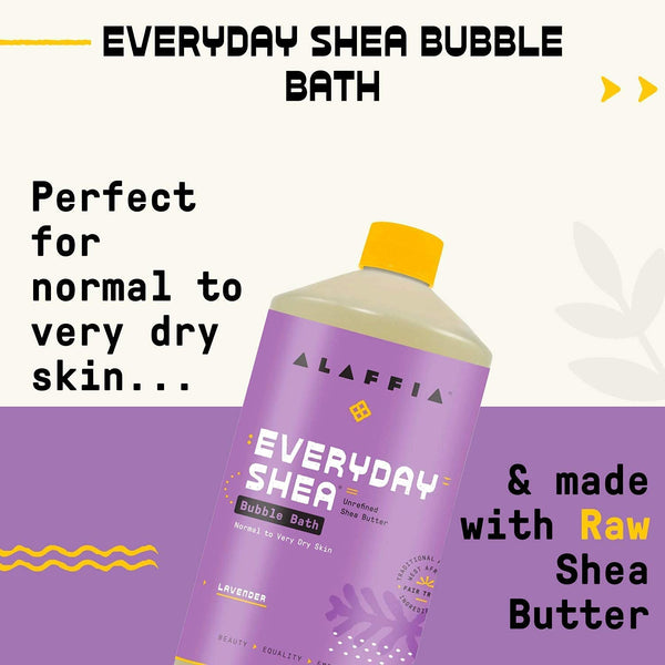 Alaffia Bubble Bath, Lavender – Everyday Shea Moisturizing Formula with Shea Butter and Wild Yam for Normal to Very Dry Skin, Pump Included, 32 Fl