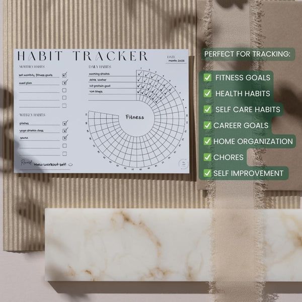 Habit Tracker Set | Vision & Goal Planner with Monthly, Weekly, Daily Trackers | Dry Erase, Undated, Reusable & Sustainable | Sticks to Mirrors,