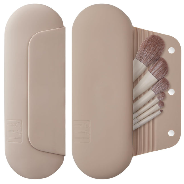 Silicone Makeup Brush Holder Travel Cosmetic Bag：Soft Portable Cosmetic Face Brushes Holder with Upgrade Anti-Fall Out M