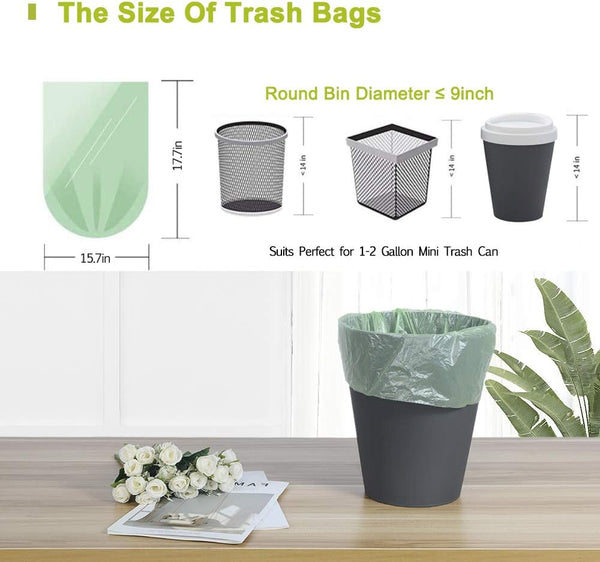 Jaoul Trash Bags 1.2 Gallon, Small Garbage Bags, Strong & Unscented Mini Trash Bags for Kitchen, Bathroom, Office, Restroom, Car, Green, 80 Counts
