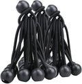 AOPRIE 30 Pack Bungee Balls, Black Ball Bungee Heavy Duty Heavyweight 4 inches Tarp Bungee Cords, Weather Resistant Tie Down Strap 4mm Thickness -