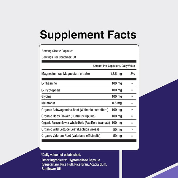Sleepsupport - Natural Sleep Aid for Adults to Help Promote Calm and Relaxation - Organic Sleep Supplement with Ashwagandha, Valerian Root,