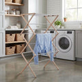 Household Essentials 5001 Collapsible Folding Wooden Clothes Drying Rack For Laundry | Pre Assembled Natural/White Birch