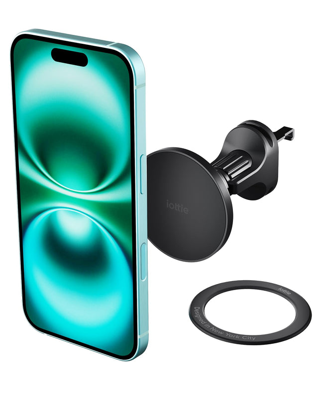 Iottie Itap 3 Magnetic Air Vent Car Mount Phone Holder with Magnetic Ring Adapter. Compatible with Magsafe, Iphone, and 