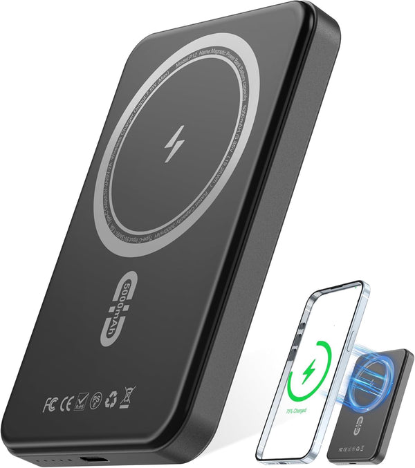 Magnetic Power Bank 5000Mah, Magnetic Portable Charger Fast Charging with Type-C Cable, Ultra Slim Magsafe Battery Pack, Magnetic Battery Pack for
