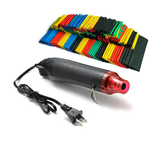 Heat Shrink Tubing Kit,Mini Heat Gun + 328 PCS Heat Shrink Wrap Tube　2:1. | Shrink Tubing 328 PCS, 300W/392℉ Heat Shrink Gun for Crafting, Wires,