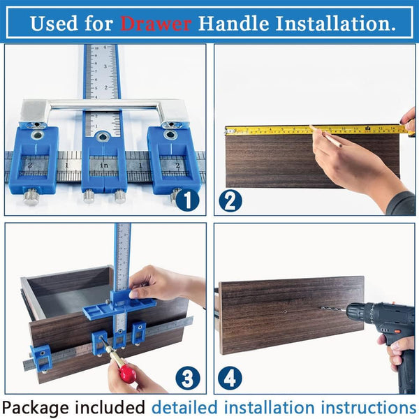 King&Charles Cabinet Hardware Jig & Automatic Center Punch Set. | Avoid Jitter Caused by Direct Drilling. Cabinet Handle Jig, Use for Handles and