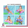 2-Pack Multi-Purpose Inflatable Pool Hammock - Saddle, Lounge Chair, Drifter; Water Hammock Lounge in Light Blue, Navy Blue Navy Blue,Pink