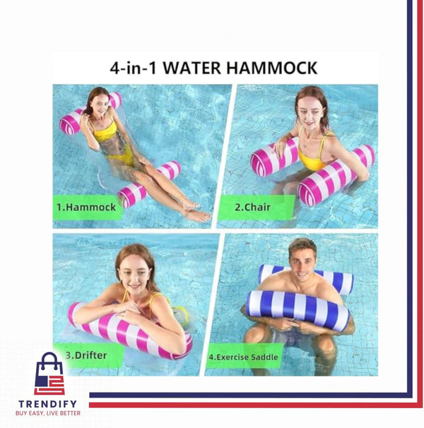 2-Pack Multi-Purpose Inflatable Pool Hammock - Saddle, Lounge Chair, Drifter; Water Hammock Lounge in Light Blue, Navy Blue Navy Blue,Pink