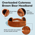 I DEW CARE Face Wash Headband - Brown Bear | Animal Head band for Face Washing & Skincare, Spa Day, Soft & Fuzzy, Cute for Makeup, Shower, Teen