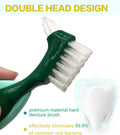 Uouovo Premium Hard Denture Brush Toothbrush, Cleaning Brush, Multi-Layered Bristles & Portable Denture Double Sided Brush, Denture Care (Pack of