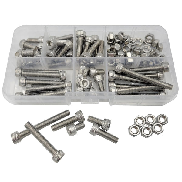 M5 Hex Socket Head Cap Bolts Nuts Screws Assortment Set 304 Stainless Steel Allen Socket Drive Machine Screws (M5 Assortment Kit)