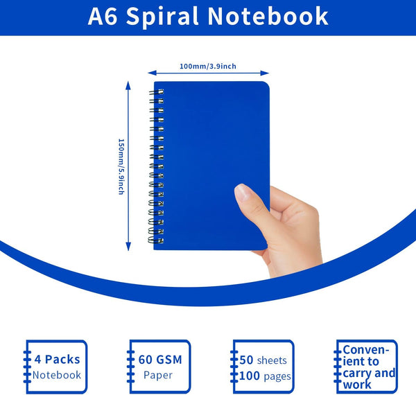 4Pack Small Spiral Notebook 4.2"x 6.1" Pocket Notepad 4Pack Spiral Notebook
