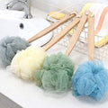 Loofah Back Scrubber, Wooden Handle Bath Sponge Lufa Shower Brush, Soft Nylon Mesh Back Cleaner Washer, Body Brush for Women Kids Bathroom Shower