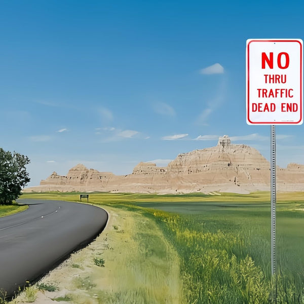 Large No Thru Traffic Sign, Dead End Sign, 18"X 12" .040 Rust Free Aluminum Ã¢ÂÂ Reflective, UV Protected and Weatherproof