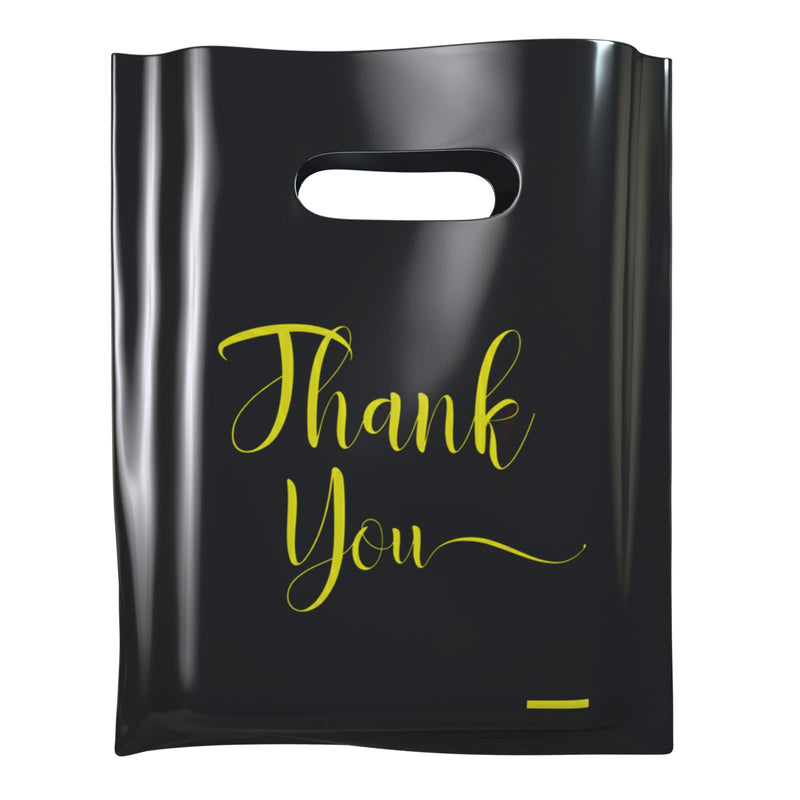MLAFLY Thank You Bags for Business Small, 100 Pack Plastic Shopping Bags for Small Business, Merchandise Bags for Packaging Products, Retail