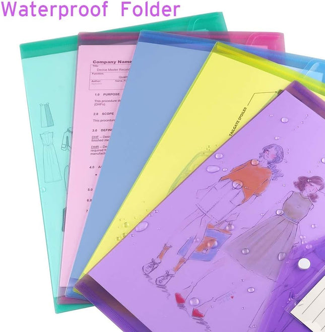 Sooez 12 Pack Folders Plastic Envelopes, Clear Plastic File Folder for Document,