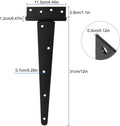 6 Pack 12 Inch T-Strap Shed Hinge Heavy Duty Black T Hinge Door Barn Gates Hinges Fence Garden Shed Door Hinges Wrougt Rustic Hardware Iron