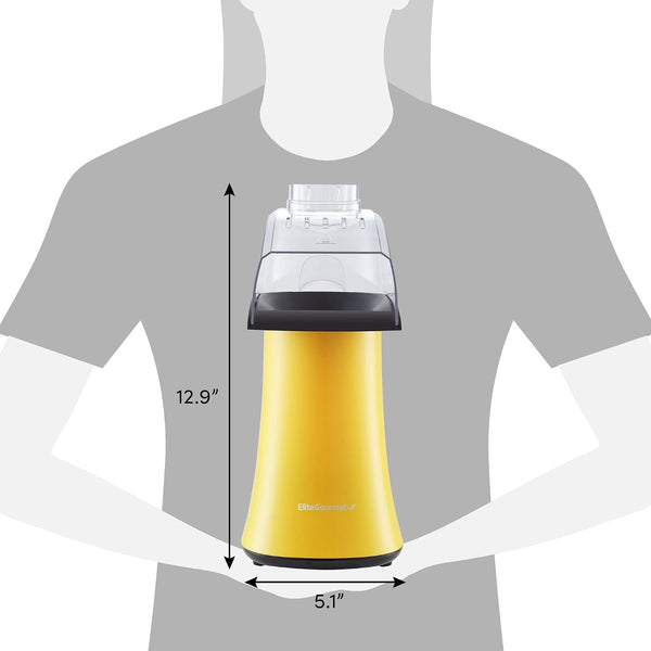 Elite Gourmet Fast Hot Air Popcorn Popper, 1300W Electric Popcorn Maker with Measuring Cup & Butter Melting Tray, Oil-Free, Great for Home Party