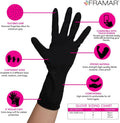 FRAMAR Powder Free Nitrile Gloves Medium â 12 INCH Black Gloves Disposable Latex Free, Guantes De Nitrile, for Hair Dye, Cleaning, Tattoo â Extra