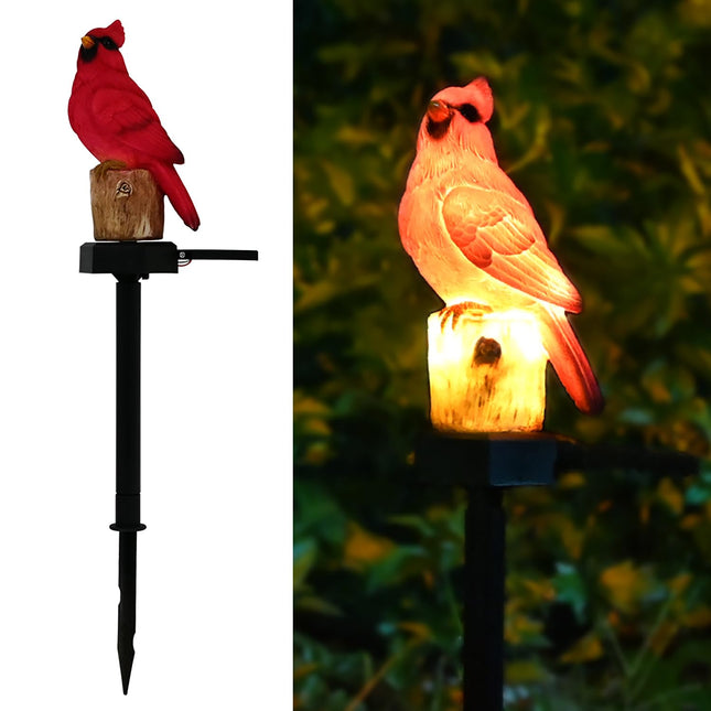 Cardinal Garden Decor Red Bird Figurine Memorial Solar Light Outdoor Stake Patio Yard Art Lawn Ornament Porch Christmas 
