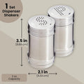 2 oz Stainless Steel Metal Salt and Pepper Shakers Set for Kitchen, Dinner Table, Cooking, Travel, Refillable, Perforated "S" and "P" Caps (3.5 in)