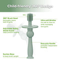 haakaa 360° Baby Toothbrush with Suction Base - Gentle Cleaning for Infant Self-Brushing Training, Food-Grade Silicone, Adjustable Safety Shield -