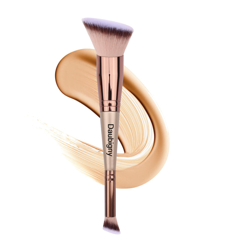 Daubigny Makeup Brushes Dual-ended Angled Foundation Brush Concealer Brush Perfect for Any Look Premium Luxe Hair Rounded Taperd Flawless Brush