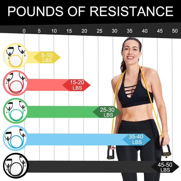 Resistance Bands with Handles, Exercise Resistance Bands, Workout Bands with Door Anchors, Adjustable Length, for Resistance Training, Physical