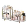 Makeup Organizer Countertop for Vanity, Rotating Perfume Tray with 5-Compartment Cosmetic and Skincare Organizers, Multi-Purpose Desk Storage