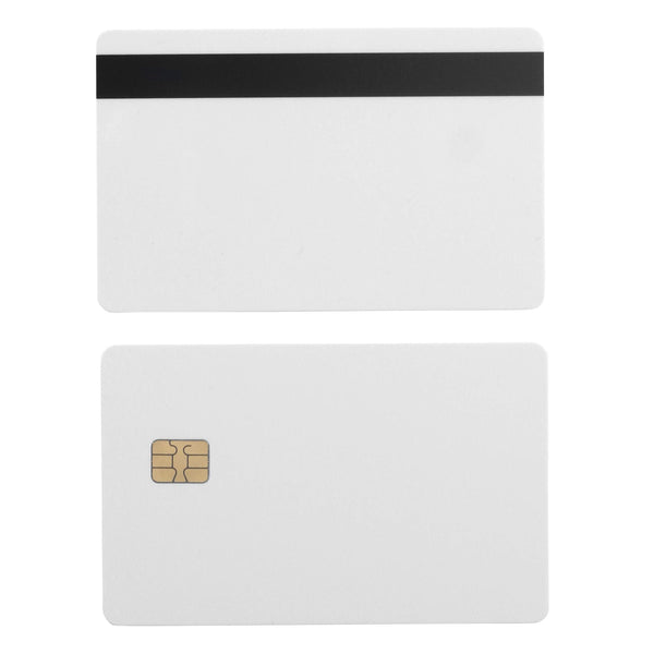 Bodno 10 Pack - SLE4442 Chip Cards w/HiCo 2 Track Mag Stripe 10 Pack White With Black Mag