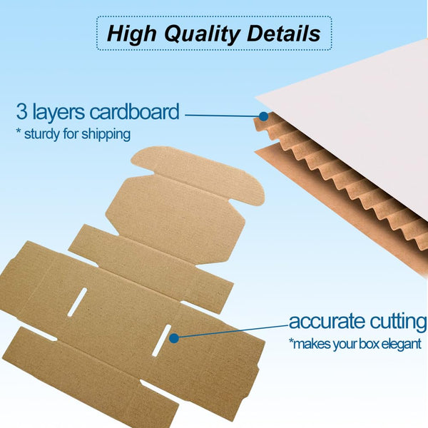 ROTCH 50 Pack 5X5X2'' Small Shipping Boxes, Cardboard Corrugated Mailers, White (M552-E-W)