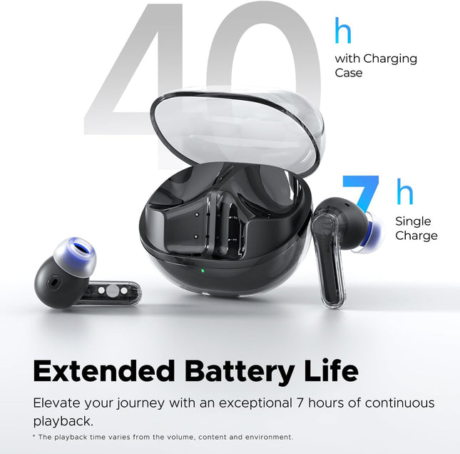 Soundpeats Clear Wireless Earbuds Inexpensive Ear Buds, Bluetooth 5.3 Headphones 12Mm Drivers 2 Mic with ENC, Clear Call