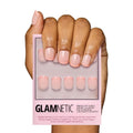 Glamnetic Press On Nails - French Peach | Super Short Round Fake Nails with Pastel Peach French Tips and Glossy Finish, Salon Quality | 15 Sizes -