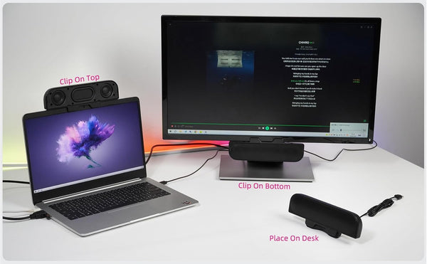 Computer Speakers for Desktop PC, Monitor Speakers, USB Plug-In, Wired, External Speaker for Laptop, Small Computer Soundbar for PC, with Loud