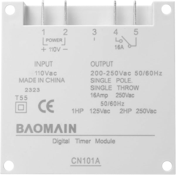 Baomain Time Switch Relay,Digital LCD Programmable Timer,110V AC Input,200-250V 16A Output,28 Programs Daily/Weekly Schedule,CN101A for Lighting