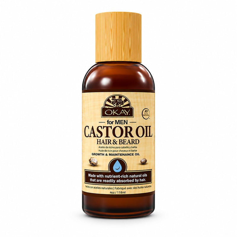 OKAY Men's Hair & Beard Castor Oil - 4 oz / 118 ml 4 Fl Oz (Pack of 1)
