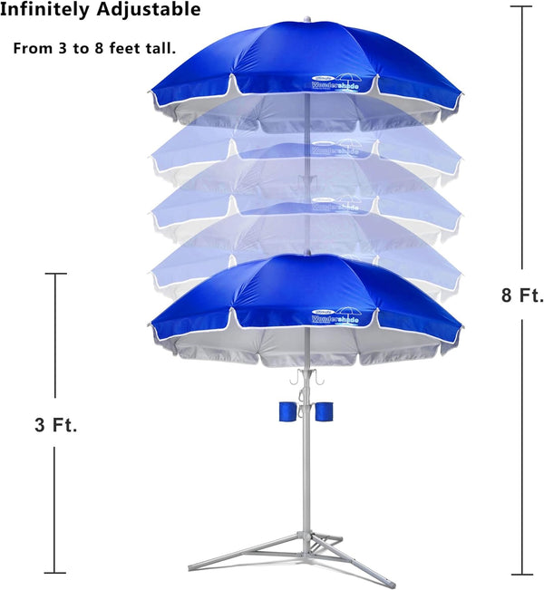 Wondershade Ultimate Portable Sun Shade Umbrella – Lightweight Adjustable Outdoor Patio & Beach Umbrella with Tripod Base (Blue) Royal Blue
